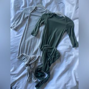 Solly Baby Set of 2 Knotted Gowns Basil and Grey Stripe 0-3 Months